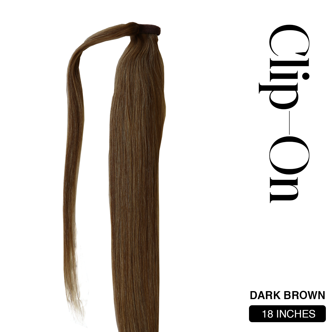 18 inches Dark Brown Clip On Ponytail from Mallia | South Africa's Best Online Hair Store for Wigs, Weaves & Hair Extensions - Hair City, Hair Majesty, frontal weave, wigs, hair extensions, hair weaves, frontal wig, wigs for sale, curly weaves, hair extensions near me, takealot wigs, weave hairstyle, Clip in hair extensions, front lace wigs, curly hair piece, ponytail extensions, brazilian hair wigs, lace wig, curly wig, frontal closure, pony tail hair piece, tape in hair extensions